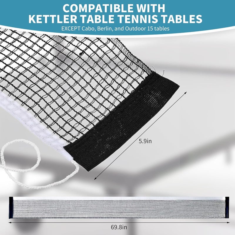 Fevbcnrj Ping Pong Net Compatible with Kettler, 70 Inch Replacement Ping Pong Net for Any Table, String Tension Table Tennis Nets, Portable and Easy Setup, Nylon, for Indoor and Outdoor Tables - Image 2